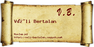 Váli Bertalan névjegykártya